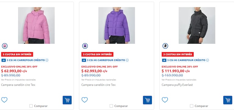 Algunas de las ofertas de Carrefour. (Foto: captura Carrefour)
