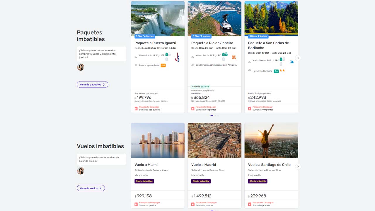 Ofertas de viaje en Despegar