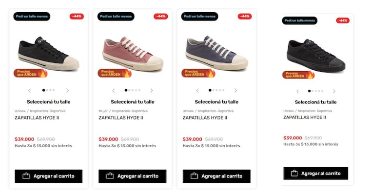 Venden zapatillas de marca para adultos por menos de $40.000