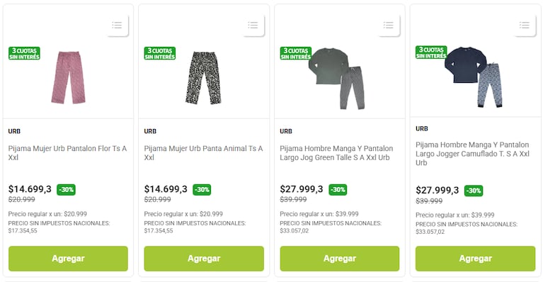 Algunos de los pijamas de Jumbo. (Foto: Jumbo)