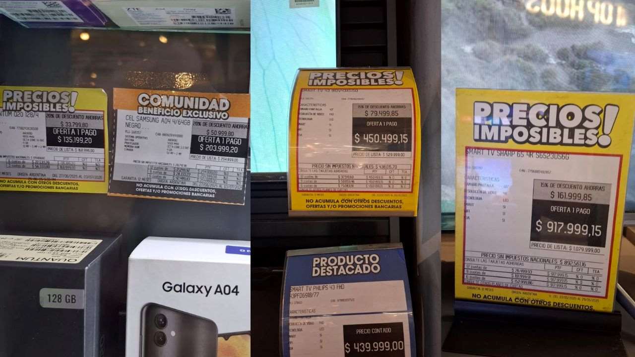 Supermercado Coto vende televisores y celulares baratos y en cuotas sin interés