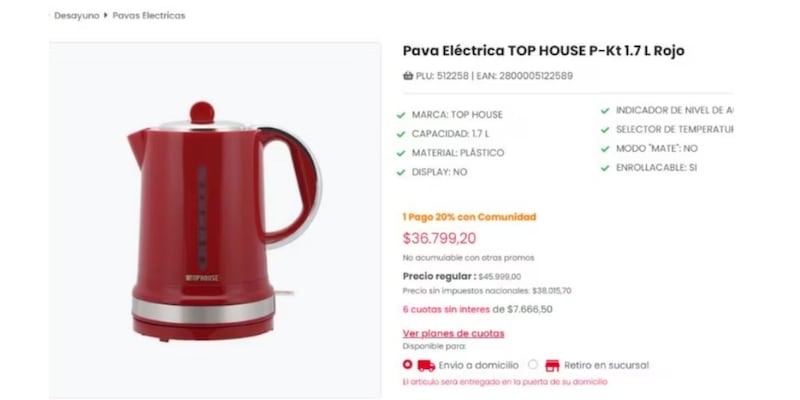 Un supermercado liquida pavas eléctricas de primera calidad con descuentos del 20%: dónde y cómo conseguirlas